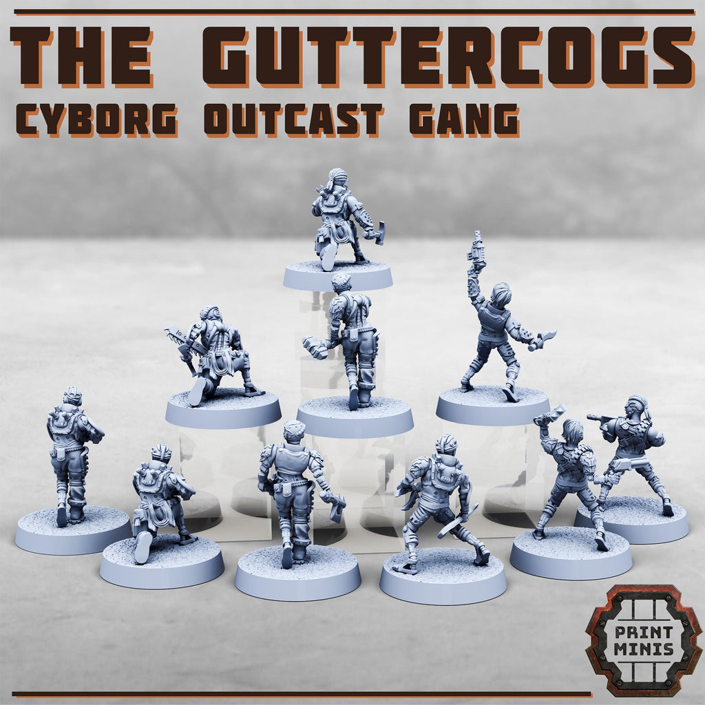 Image of the set of Cyborg Outcasts - x10 Cyborg Gangers - by Seaside Crow