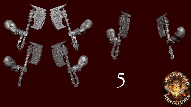 Image of the set of Legion of Carnage - 5x Bare Arms Chainaxes - by Seaside Crow