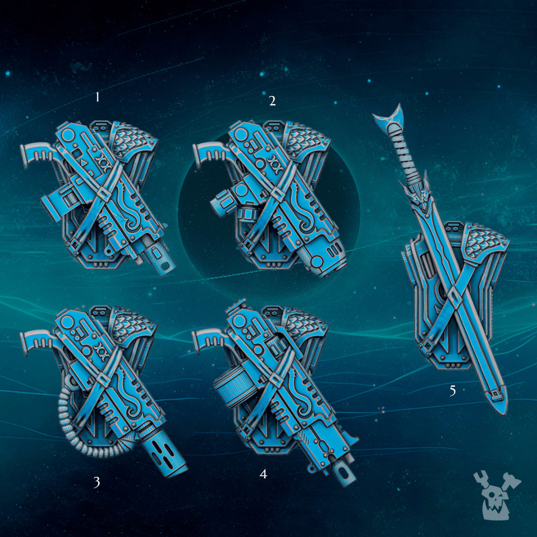 Image of the set of Scylla Legion - 5x Backpack Weapons - by Seaside Crow