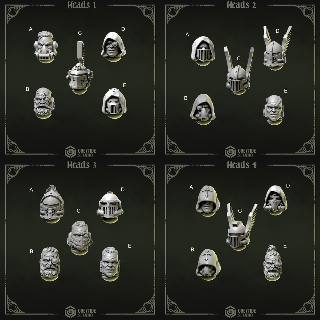 Awesome heads and helmets, suitable for grimdark marines that are on crusade.
