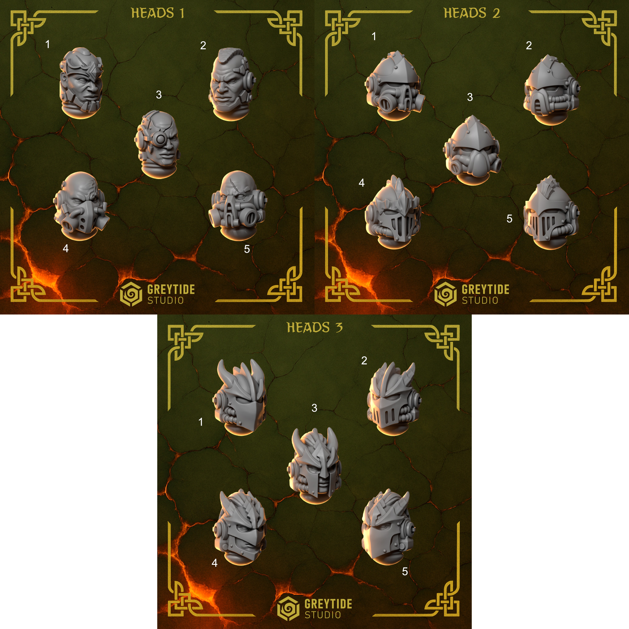 Image of the set of Anvil Wardens - 5x Heads - by Seaside Crow