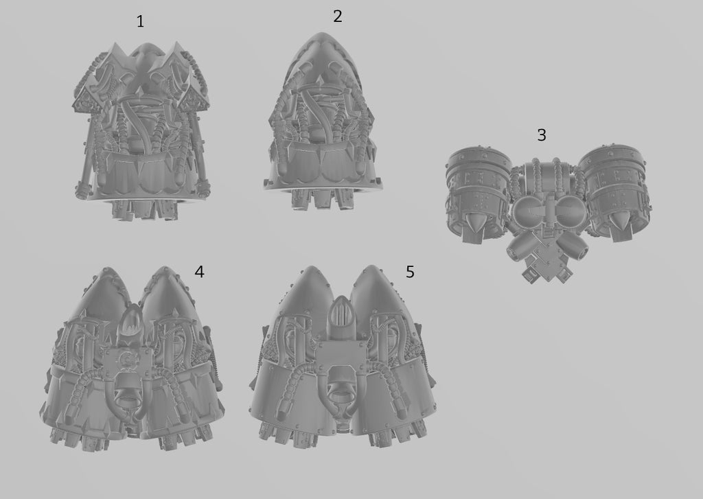 Image of the set of Grimdark Bits - 5x Jump Packs - by Seaside Crow