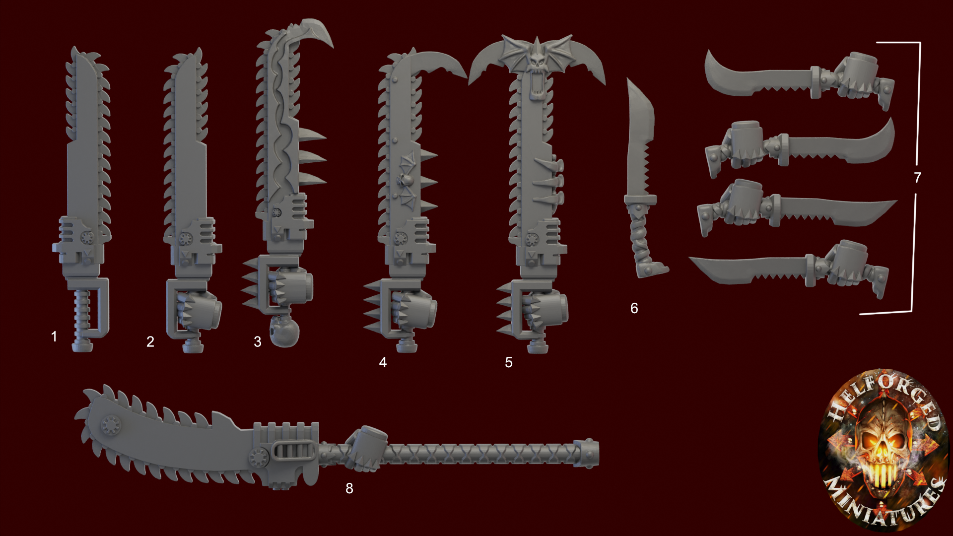 Image of the set of Legion of Night - 5x Melee Weapons - by Seaside Crow