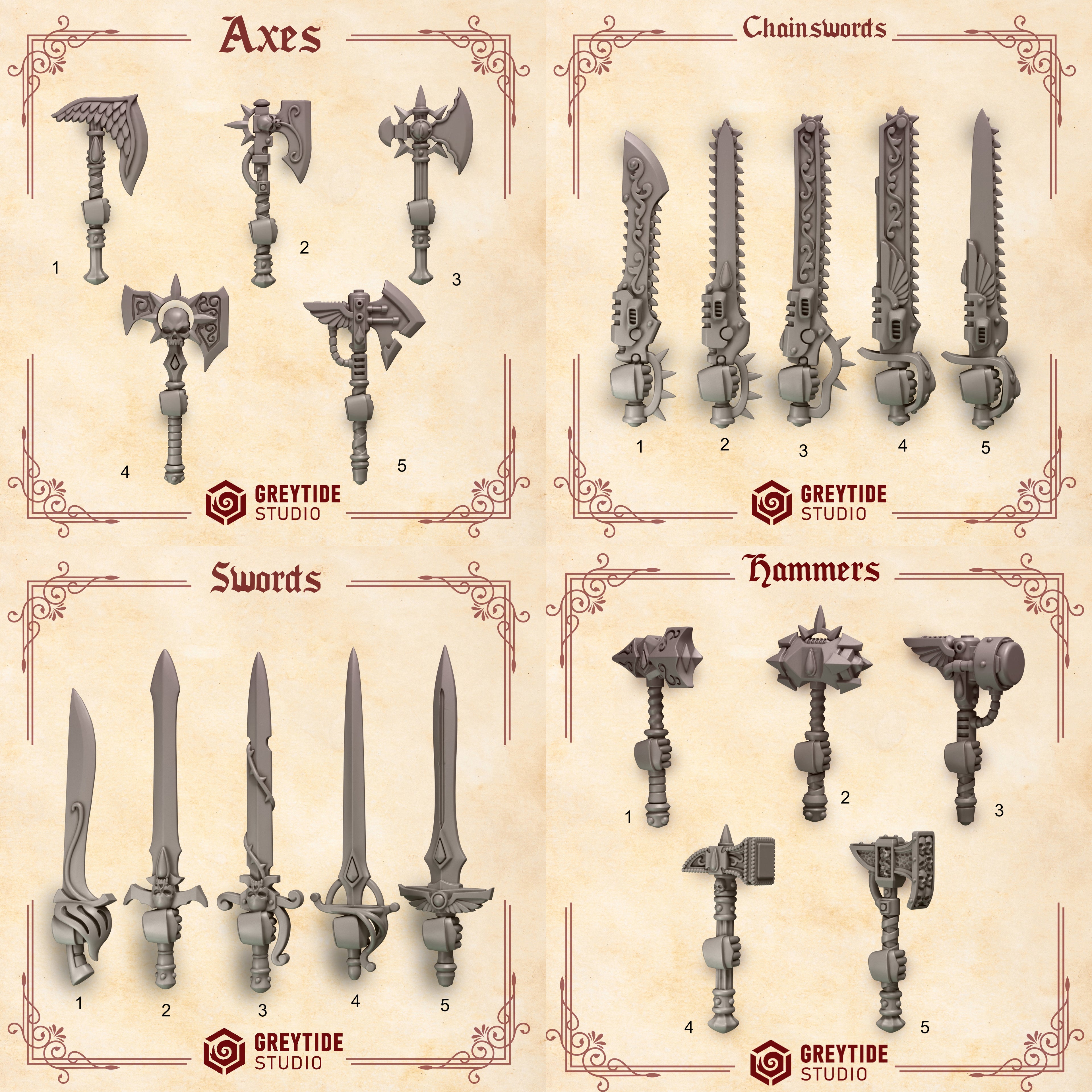 Crimson Lords - 5x Melee Weapons