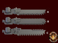 Image of the set of Grimdark Bits - 5x Ripper Chainswords - by Seaside Crow