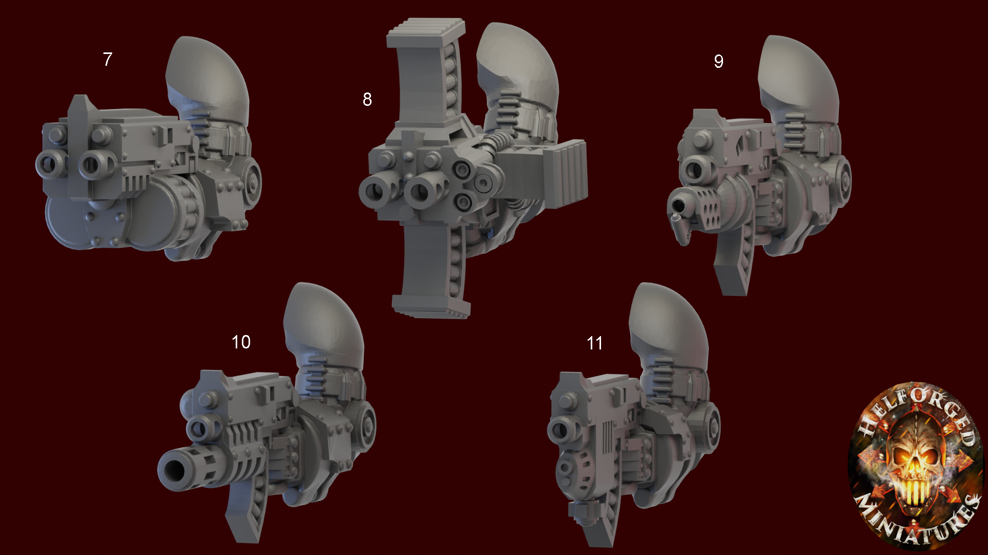 Image of the set of Grimdark Bits - 1x Satyr-9 Ranged Weapon - by Seaside Crow
