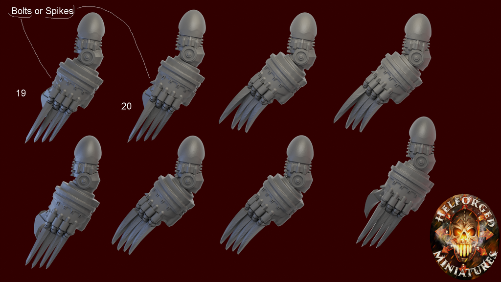 Image of the set of Grimdark Bits - 1x Satyr-9 Melee Weapon - by Seaside Crow