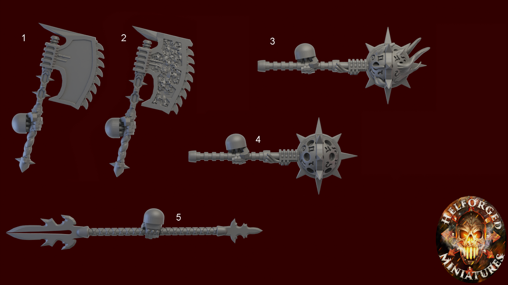 Image of the set of Grimdark Bits - 1x Satyr-9 Melee Weapon - by Seaside Crow