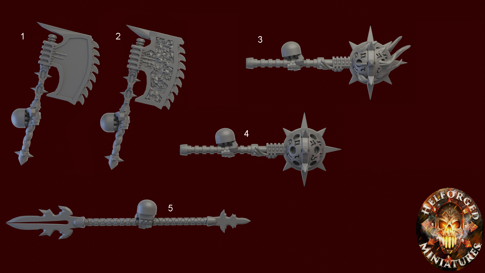 Image of the set of Grimdark Bits - 1x Satyr-9 Melee Weapon - by Seaside Crow