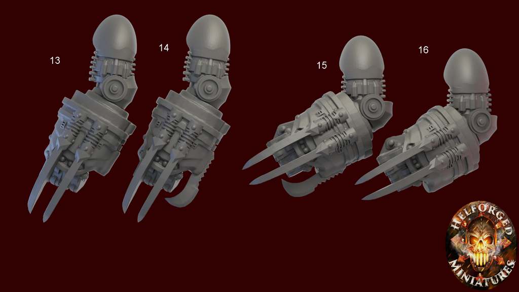 Image of the set of Grimdark Bits - 1x Satyr-9 Melee Weapon - by Seaside Crow