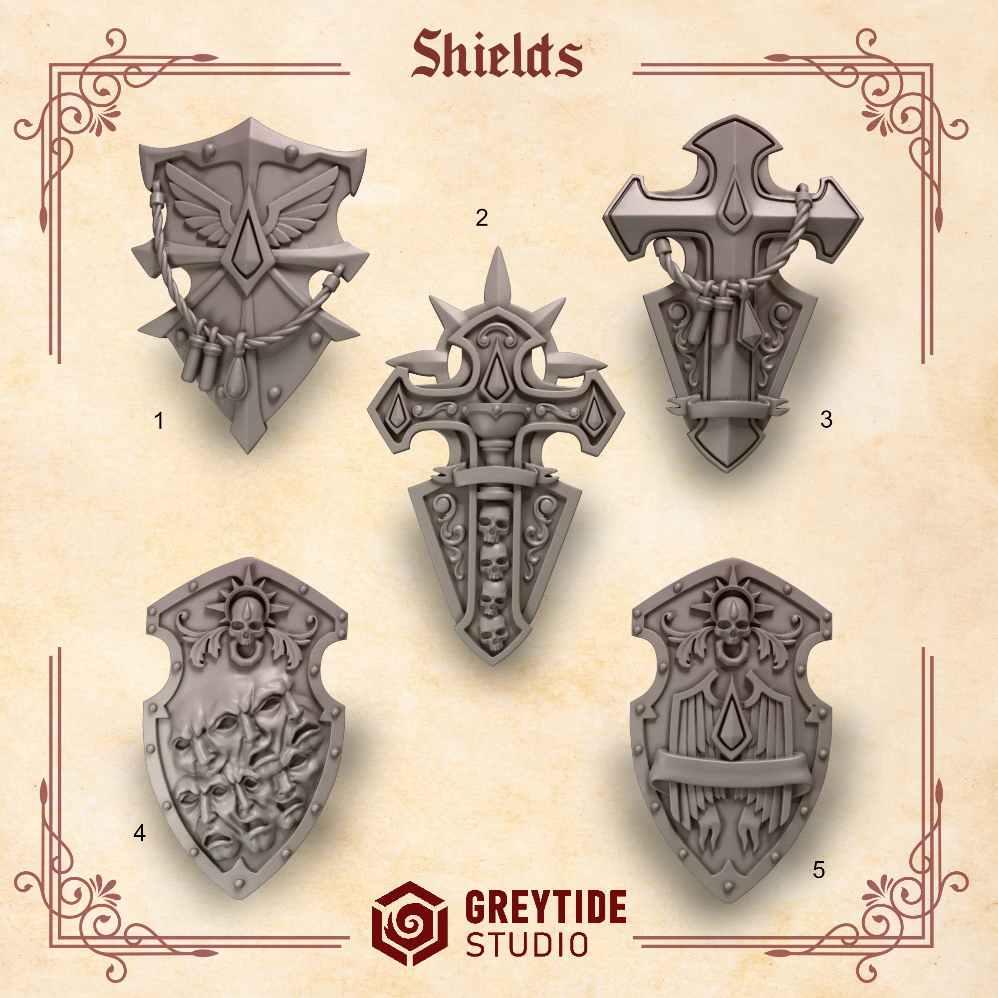 Crimson Lords - 5x Shields