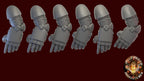 Image of the set of Heresy Bits - 5x Mk2 Power Fists - by Seaside Crow