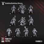 Collection of miniature figures on a dark background with 'DakkaDakka.Store' branding.