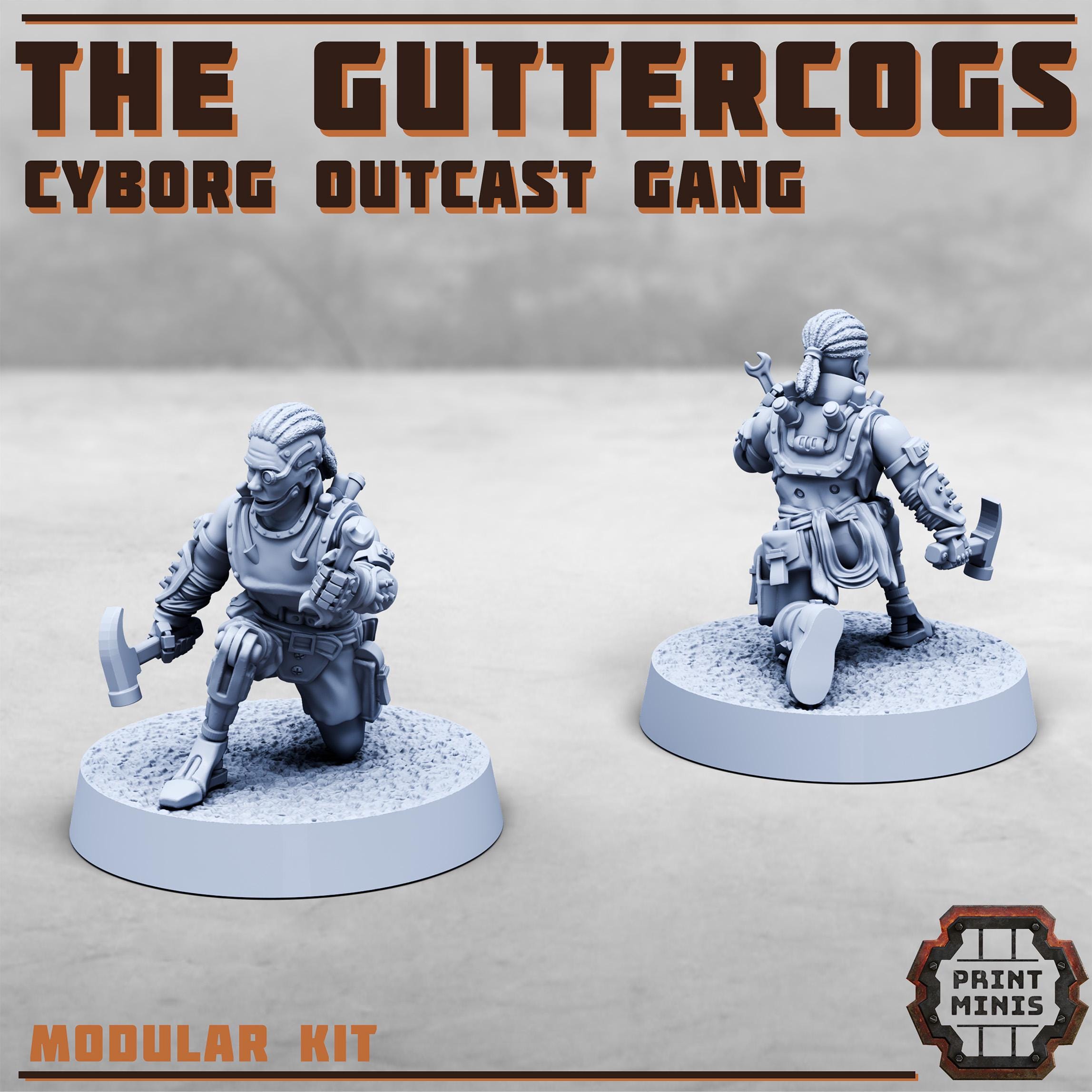 Image of the set of Cyborg Outcasts - x10 Cyborg Gangers - by Seaside Crow