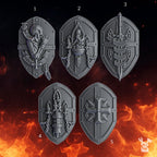 Image of the set of Aeternum Crusaders - 5x Shields - by Seaside Crow