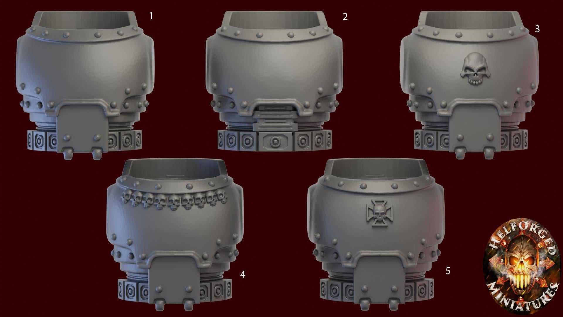 Image of the set of Grimdark Bits - 5x Mk3 Torsos - by Seaside Crow