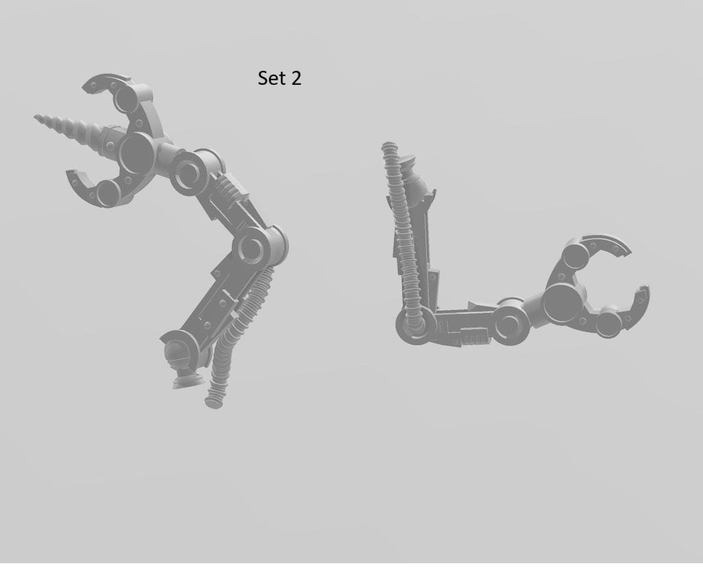 Image of the set of Grimdark Bits - 2x Mechanical Marine Backpack Claws - by Seaside Crow