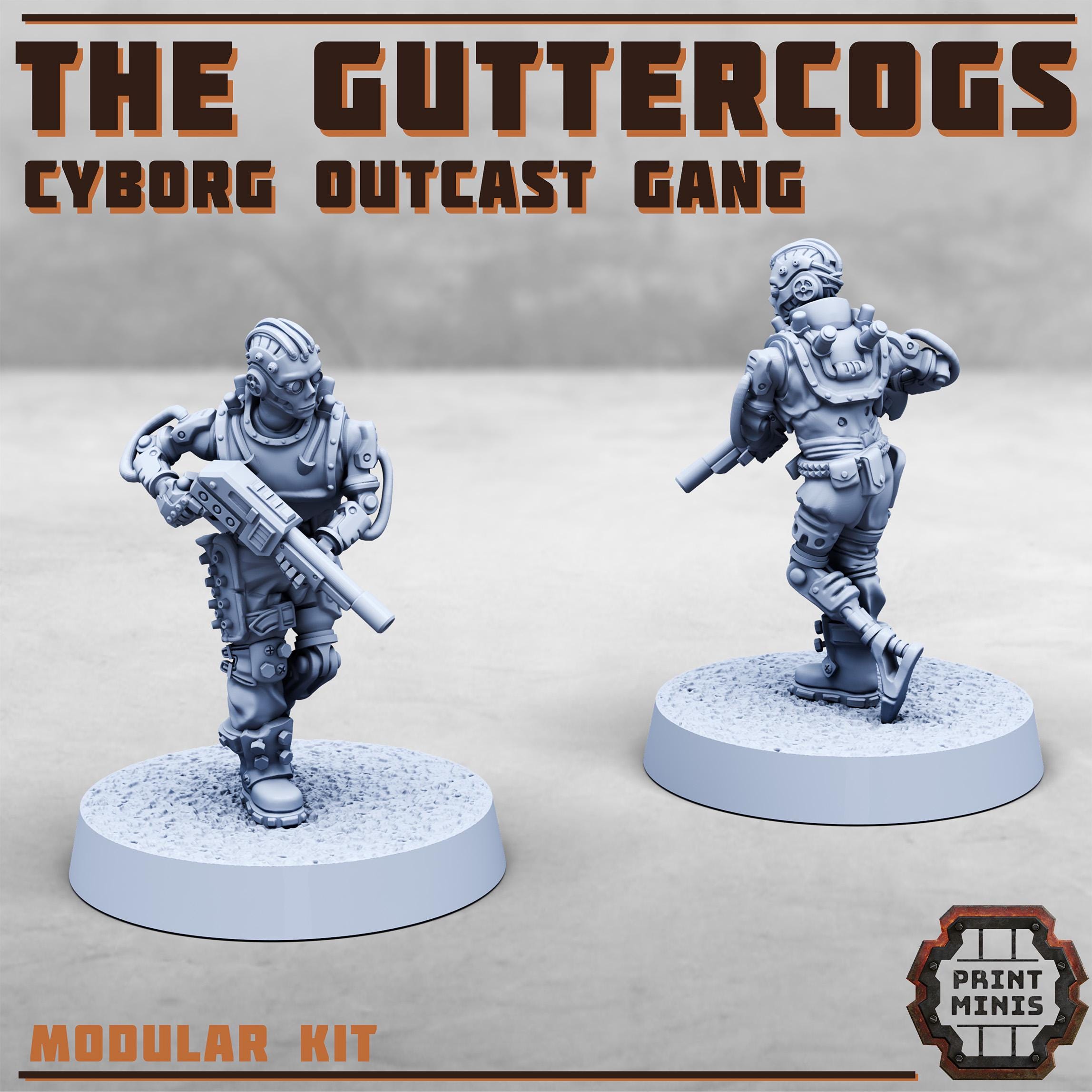 Image of the set of Cyborg Outcasts - x10 Cyborg Gangers - by Seaside Crow