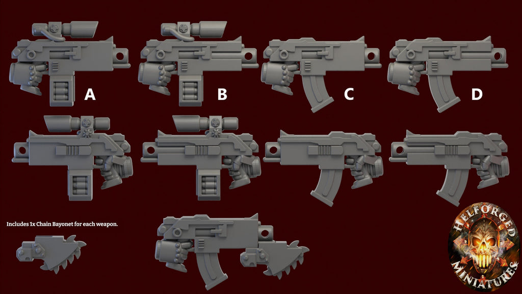 Image of the set of Heresy Bits - 5x Umbra Boltguns (+5 Chain Bayonets) - by Seaside Crow
