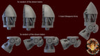 Image of the set of Heresy Bits - 5x of Bionic Arms - by Seaside Crow