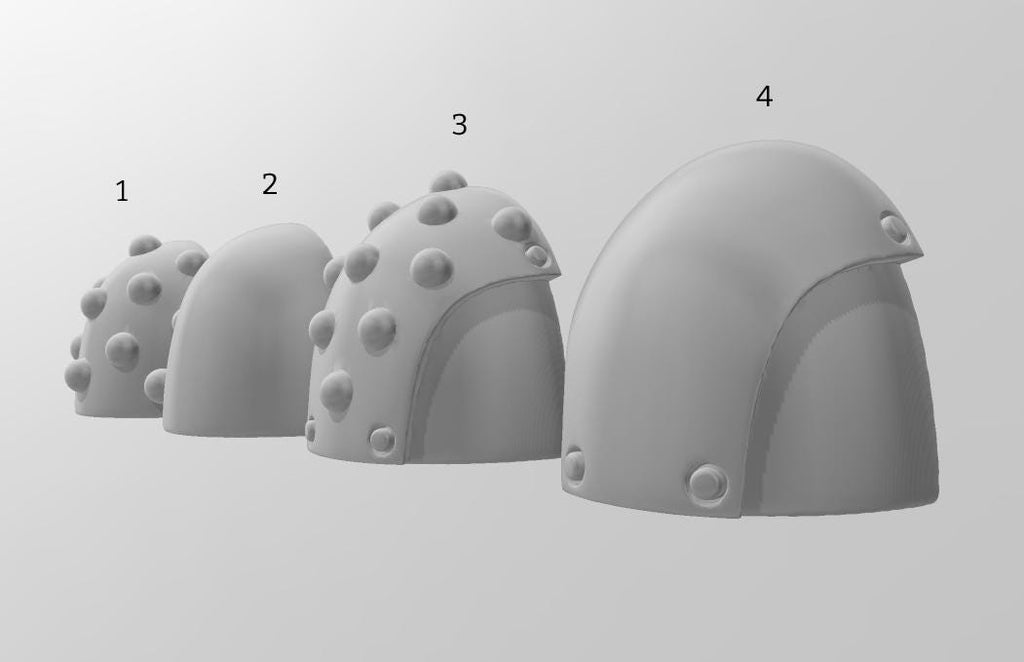 Image of the set of Heresy Bits - 5x Plain Shoulder Pads - by Seaside Crow