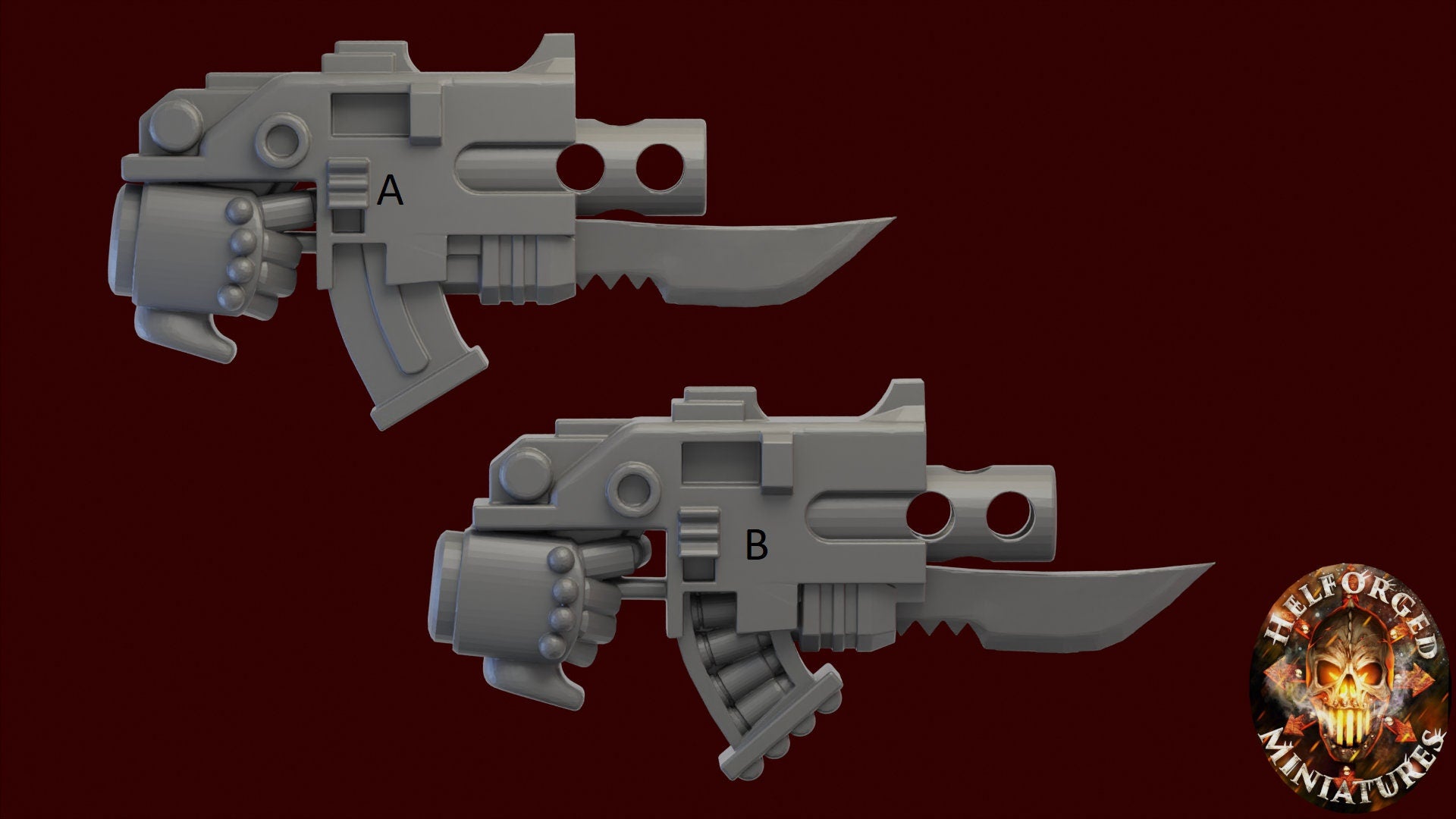 Image of the set of Heresy Bits - 5x Phobos Bolt Pistols (Bayonet) - by Seaside Crow