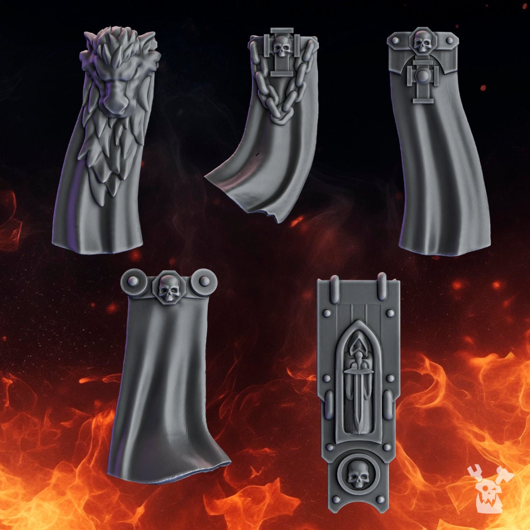 Image of the set of Grimdark Bits - 5x Knight Belt Decors - by Seaside Crow