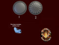 Image of the set of Heresy Bits - 5x Hoplon Shields - by Seaside Crow