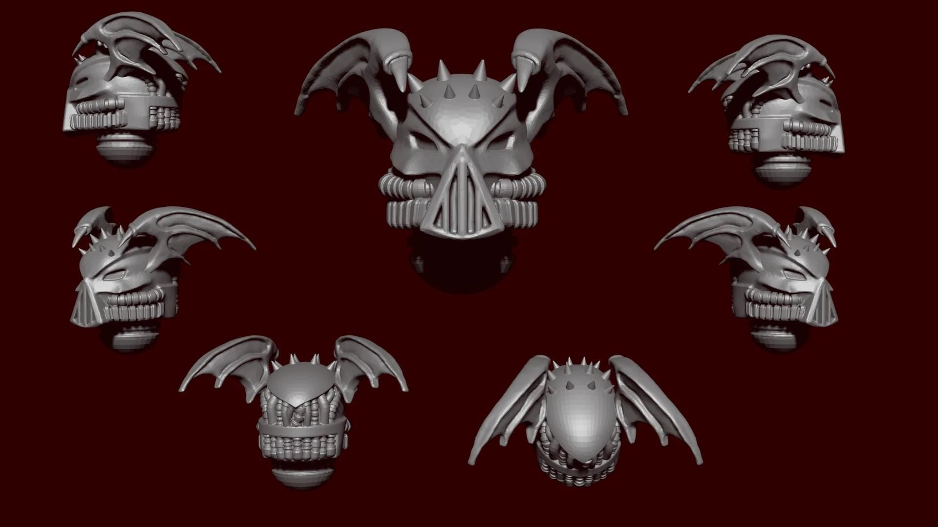 Image of the set of Legion of Night - 5x Vultur Pattern Helmets - by Seaside Crow