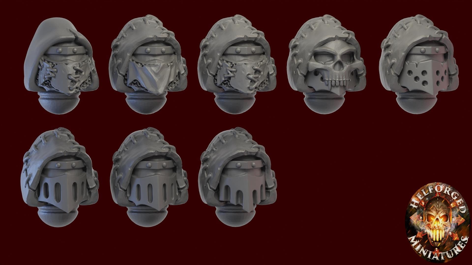 Image of the set of Legion of Night - 5x Miezul Helmets (27 Variants!) - by Seaside Crow