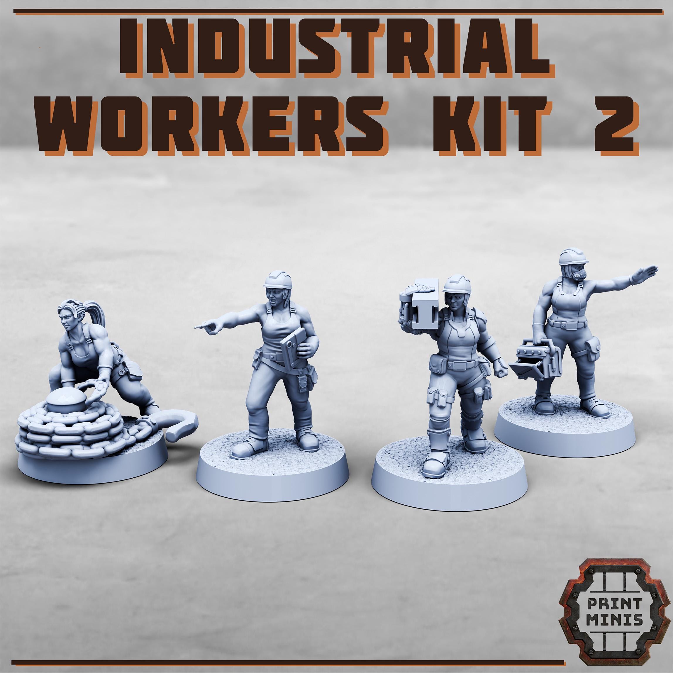 Image of the set of Grimdark NPC:s - x4 Industrial Workers (Female) - by Seaside Crow