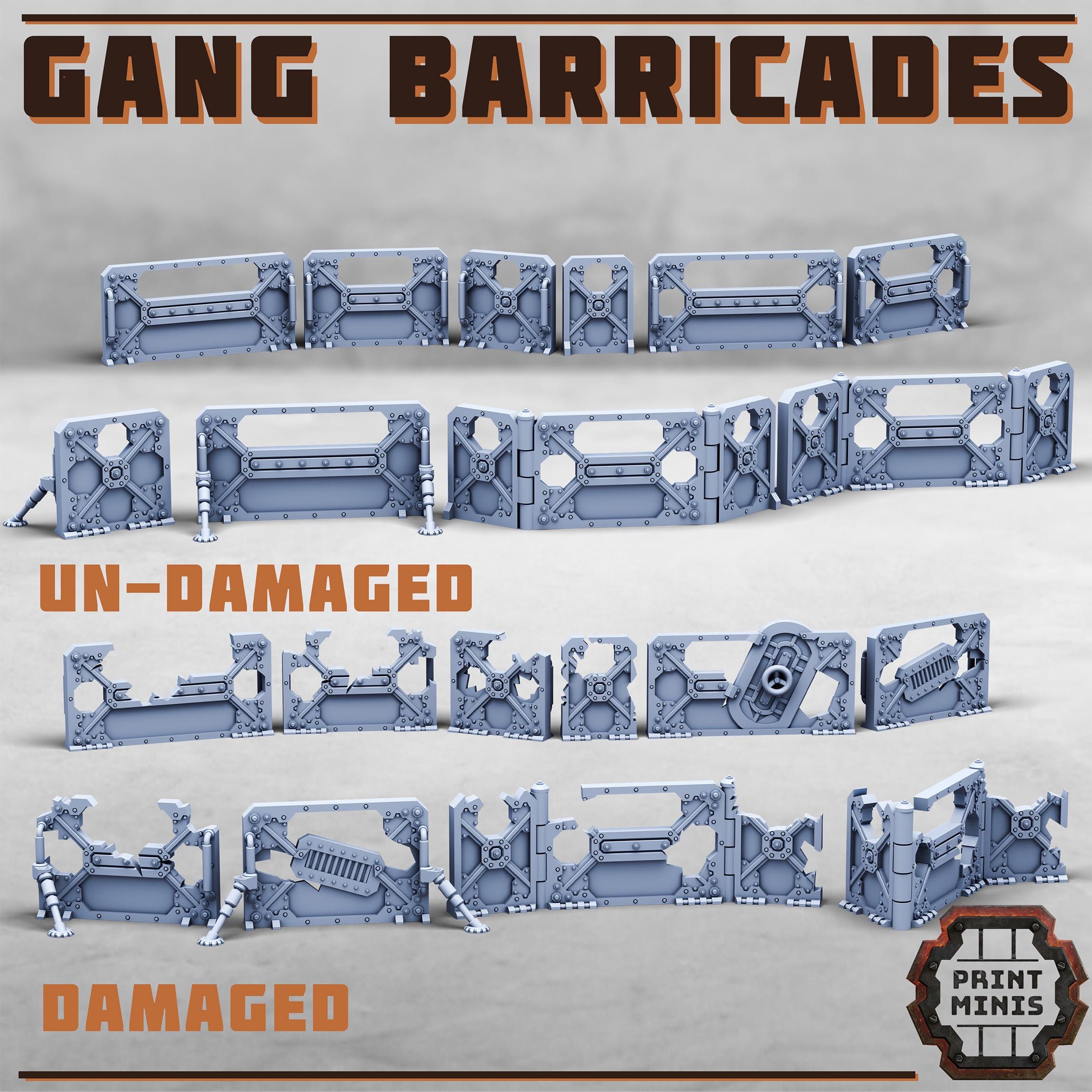 Image of the set of Stack City - Gang Barricades Terrain Kit - by Seaside Crow