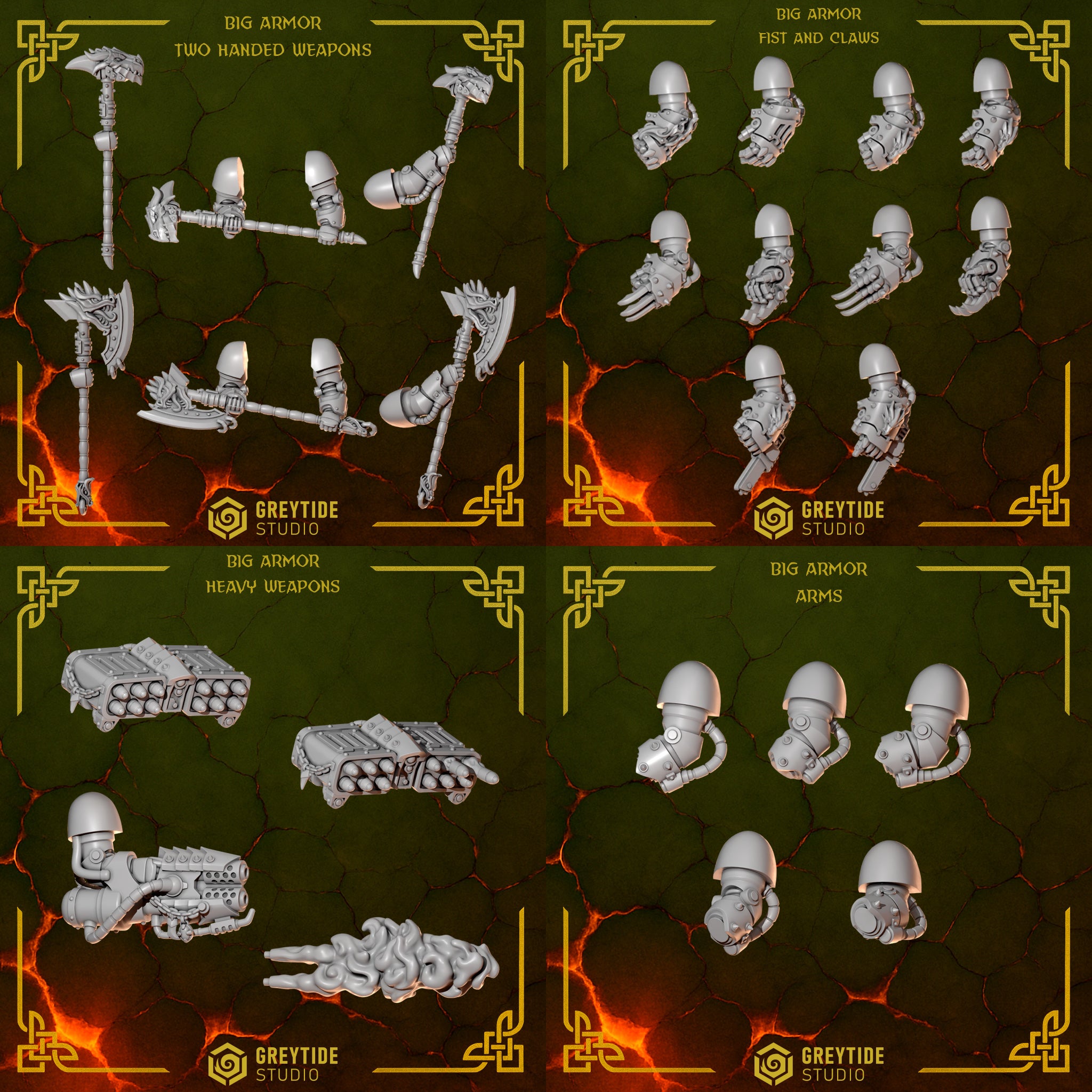 Image of the set of Anvil Wardens - Big Armor Weapons - by Seaside Crow