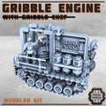 Modular kit of a gribble engine with 'Gribble Chef' on a gray background