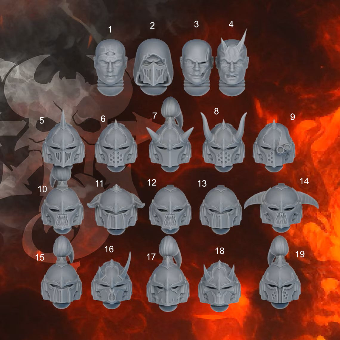 Image of the set of Indivisible Legion - 5x Heads - by Seaside Crow