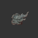 Small shoulder pad with flaming skull and chains.