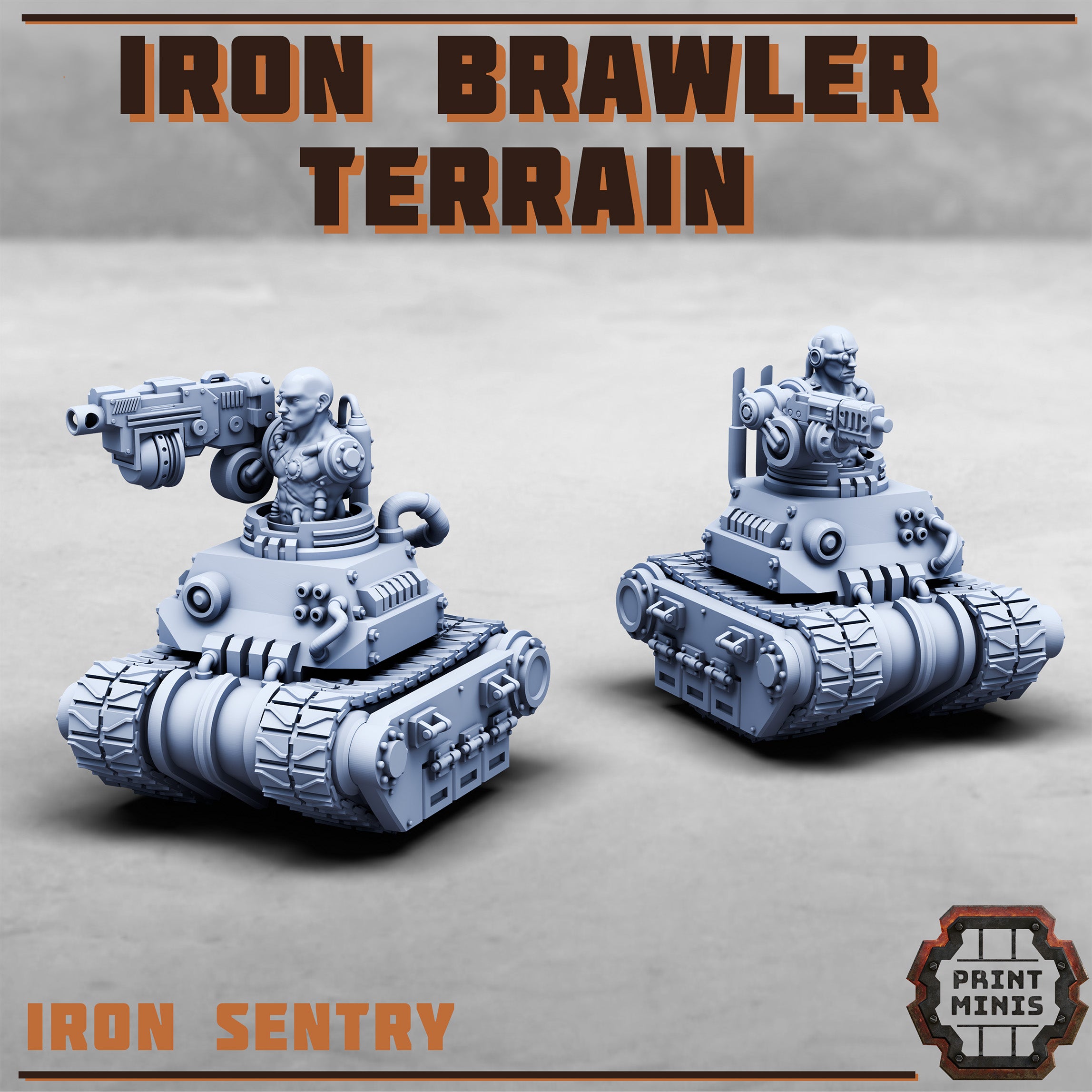 Sentries on tracks with bolt cannons
