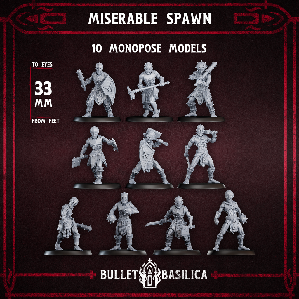 Image of the set of Bullet Basilica - x10 Miserable Spawn (Pre-Assembled) - by Seaside Crow