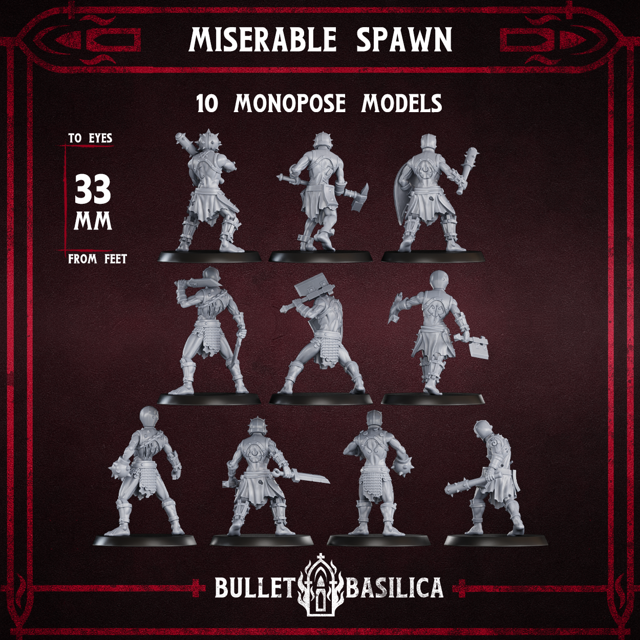 Image of the set of Bullet Basilica - x10 Miserable Spawn (Pre-Assembled) - by Seaside Crow
