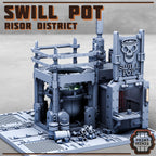 Risor District Cyberpunk Swill Pot cauldron with goo and mugs for serving.