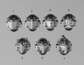 Image of the set of Legion of Iron - 5x Iron Despot Helmets - by Seaside Crow