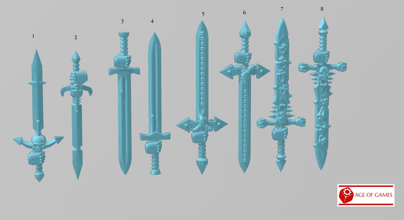 Image of the set of Heresy Bits - 5x Power Swords - by Seaside Crow