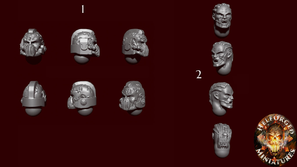 Image of the set of Legion of Carnage - 5x Berzerker Bare Heads - by Seaside Crow