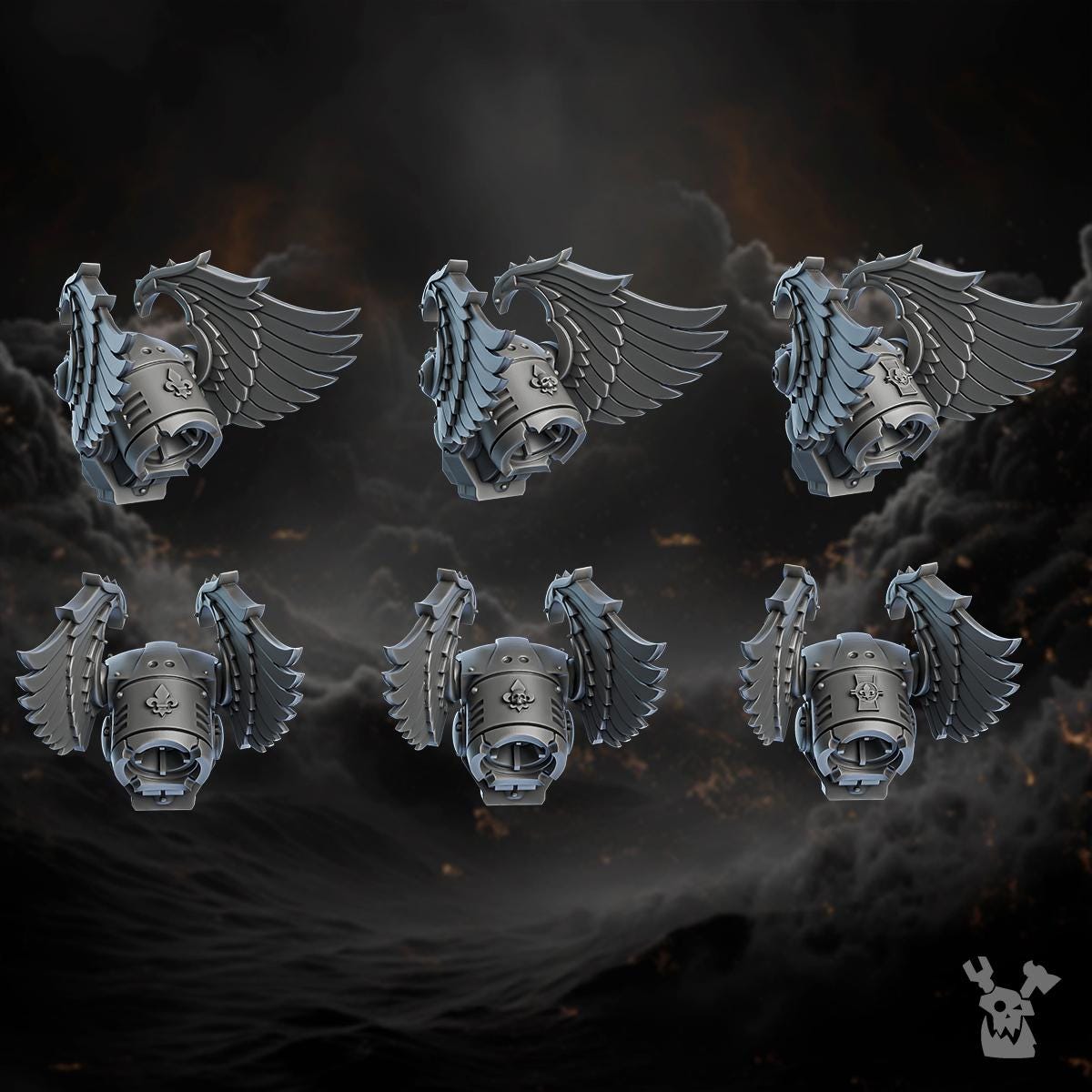Image of the set of Battle Sisters - 5x Jet Pack Retribution Angels (Pre-Assembled) - by Seaside Crow