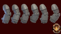 Image of the set of Heresy Bits - 5x Mk2 Power Fists - by Seaside Crow
