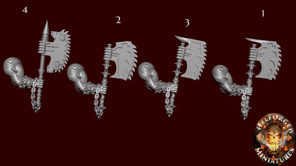 Image of the set of Legion of Carnage - 5x Bare Arms Chainaxes - by Seaside Crow