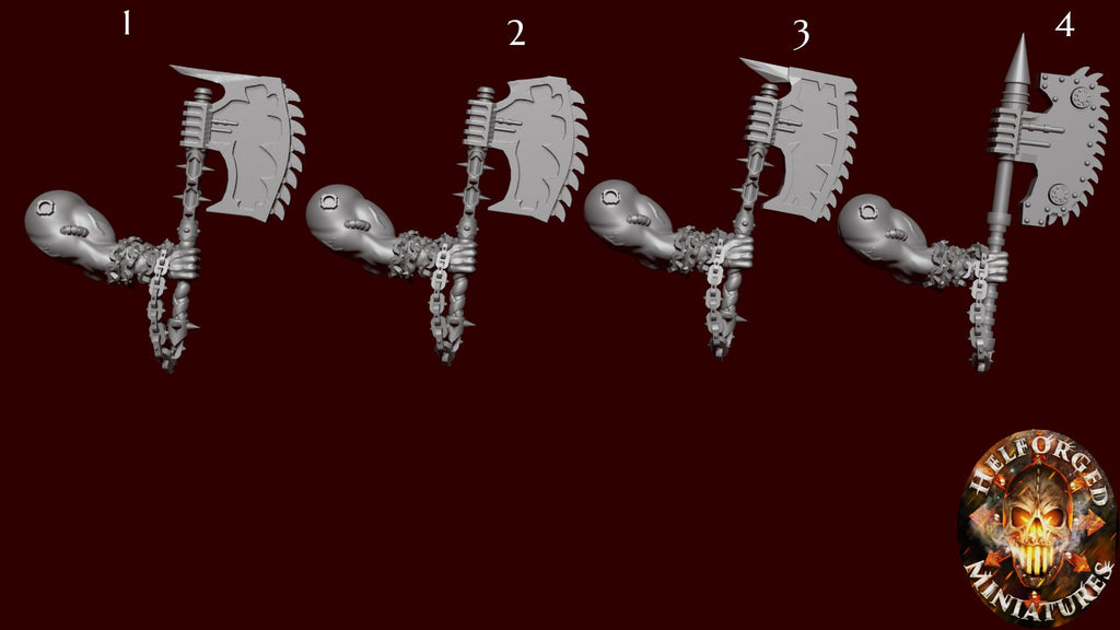 Image of the set of Legion of Carnage - 5x Bare Arms Chainaxes - by Seaside Crow