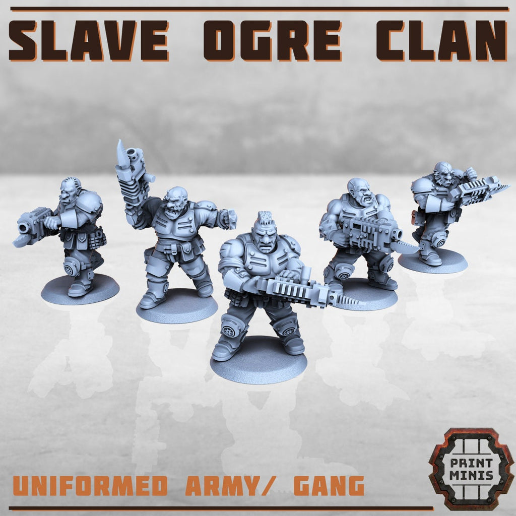 Image of the set of Stack City - x5 Slave Ogre Clan Warriors - by Seaside Crow