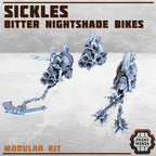Image of the set of Bitter Nightshades - x3 Sickle Jetbikes - by Seaside Crow