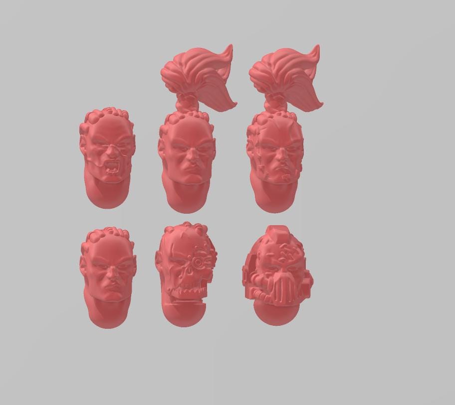 Image of the set of Legion of Carnage - 5x Berzerker Bare Heads - by Seaside Crow